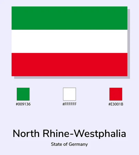 Ilustração Vetorial Bandeira Renânia Norte Vestefália Estado Alemanha Isolada Sobre — Vetor de Stock