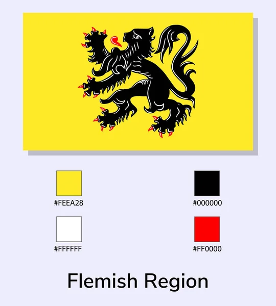 Vektorillustration Der Flagge Der Flämischen Region Isoliert Auf Hellblauem Hintergrund — Stockvektor