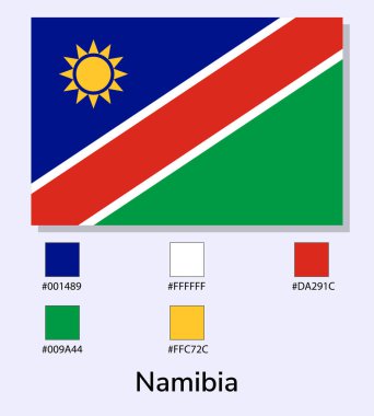 Açık mavi arkaplanda Namibya bayrağının vektör ilüstrasyonu izole edildi. Renk kodlu Ulusal Namibya bayrağı. Orijinaline olabildiğince yakın. Kullanıma hazır, düzenlemesi kolay.