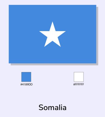 Açık mavi arka planda, Federal Somali Cumhuriyeti bayrağının vektör illüstrasyonu izole edildi. Orijinaline olabildiğince yakın. Kullanıma hazır, düzenlemesi kolay.