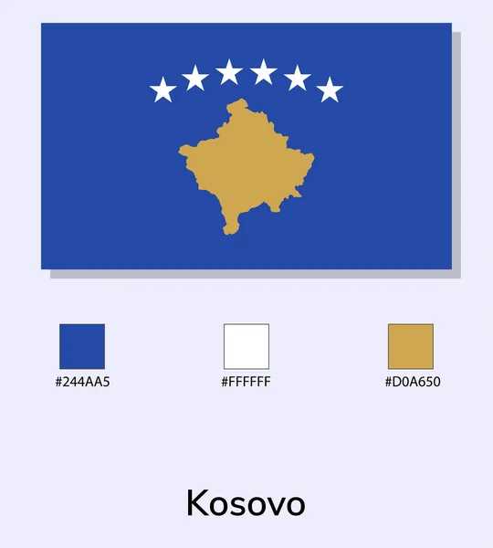 코소보 국기에 Vector Illustration Kosovo Flag 배경에 코소보의 색상을 원문에 — 스톡 벡터