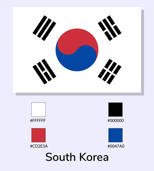 水色の背景に孤立した韓国国旗のベクトルイラスト イラスト韓国国旗カラーコード付き 元にできるだけ近い ベクトルEps10 — ストックベクタ