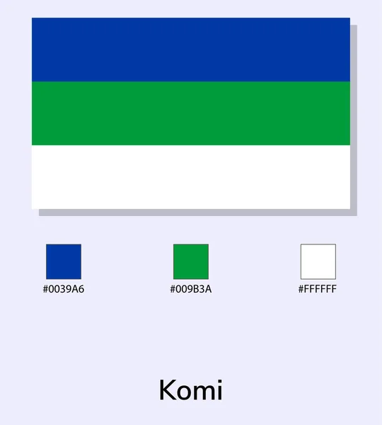 Vector Illustratie Van Komi Vlag Geïsoleerd Lichtblauwe Achtergrond Illustratie Komi — Stockvector