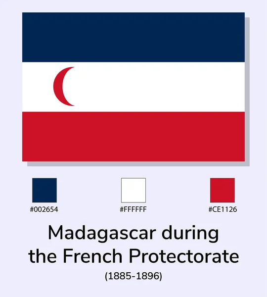 Madagaszkári Protektorátus 1885 1896 Zászlajának Vektorillusztrációja Világoskék Háttérrel Illusztráció Madagaszkár — Stock Vector