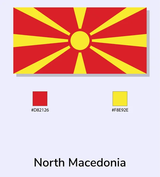 在浅蓝色背景下孤立的北马其顿国旗的矢量图解 用彩色代码说明北马其顿标志 尽可能接近原版 准备好使用 容易编辑 — 图库矢量图片