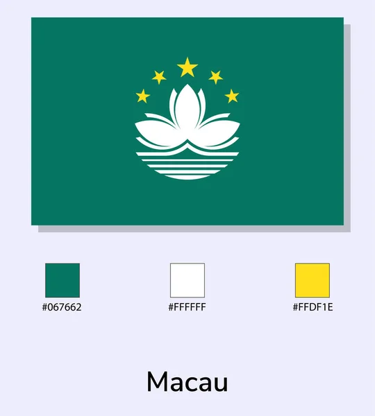 Векторная Иллюстрация Флага Макао Изолирована Голубом Фоне Флаг Макао Цветовыми — стоковый вектор