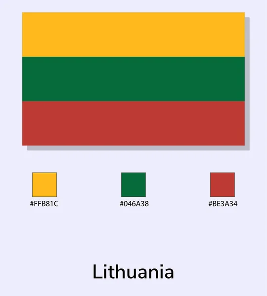 在浅蓝色背景下孤立的立陶宛国旗的矢量图解 用彩色代码演示立陶宛国旗 尽可能接近原版 准备好使用 容易编辑 — 图库矢量图片