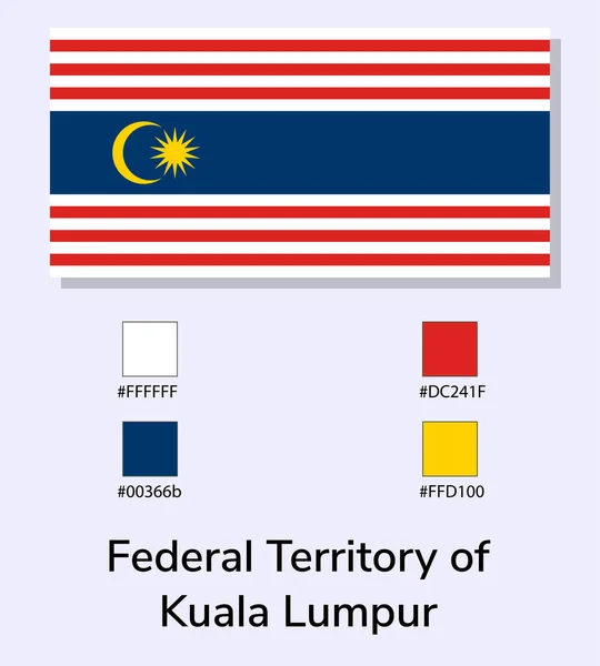 Ilustração Vetorial Território Federal Kuala Lumpur Bandeira Isolada Sobre Fundo —  Vetores de Stock