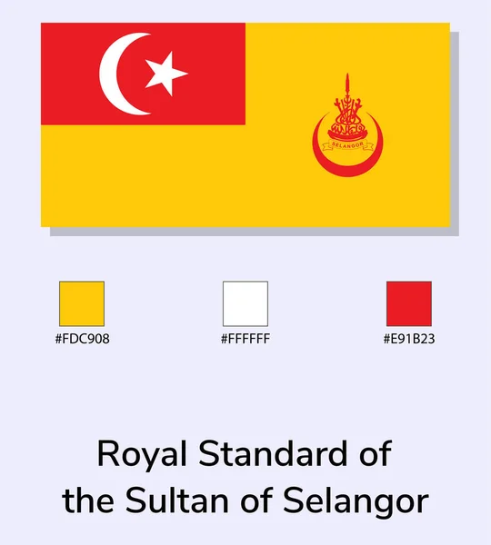 Illustrazione Vettoriale Dello Standard Reale Della Bandiera Del Sultano Selangor — Vettoriale Stock
