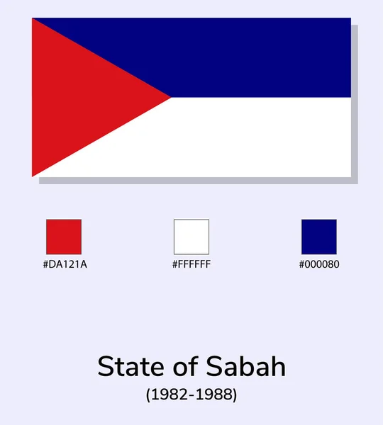 Wektor Ilustracja Stanu Sabah 1982 1988 Flaga Izolowana Jasnoniebieskim Tle — Wektor stockowy