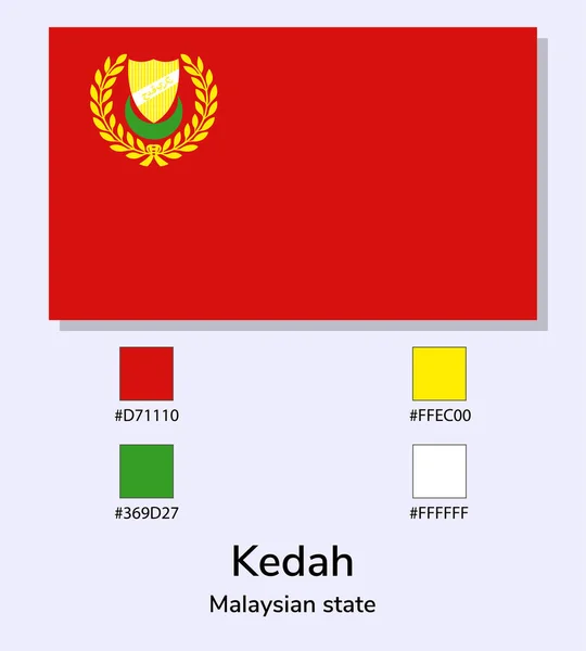 Ilustración Vectorial Bandera Kedah Aislada Sobre Fondo Azul Claro Ilustración — Archivo Imágenes Vectoriales