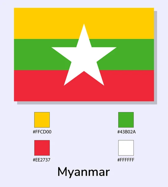 Vector Illustration Der Flagge Myanmars Isoliert Auf Hellblauem Hintergrund Illustration — Stockvektor