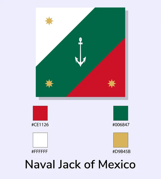 Illustration Vectorielle Drapeau Naval Jack Mexico Isolé Sur Fond Bleu — Image vectorielle