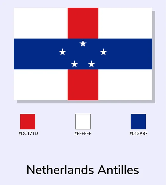 Vector Illustration Netherlands Antilles Flag Isolated Light Blue Background Inglês — Vetor de Stock