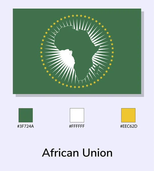 在浅蓝色背景下孤立的非洲联盟旗帜的矢量图解 带有颜色代码的说明性标志 尽可能接近原版 准备好使用 容易编辑 — 图库矢量图片