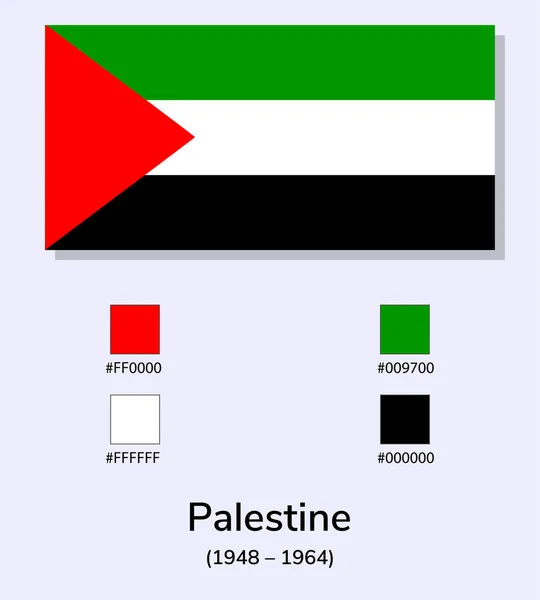 Vector Ilustración Palestina 1948 1964 Bandera Aislada Sobre Fondo Azul — Vector de stock