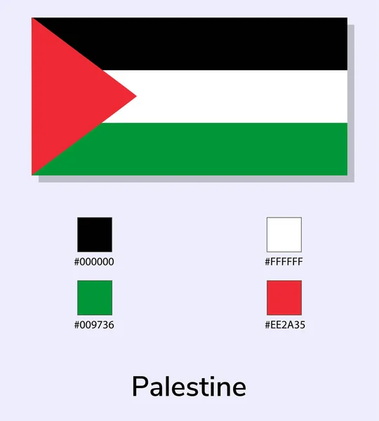 ライトブルーの背景に隔離されたパレスチナ国旗のベクトルイラスト イラストパレスチナ国旗カラーコード付き 元にできるだけ近い 使いやすく簡単に編集できます — ストックベクタ