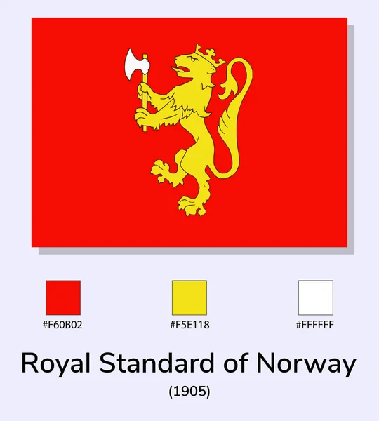 Ilustracja Wektorowa Flagi Royal Standard Norway 1905 Odizolowanej Jasnoniebieskim Tle — Wektor stockowy