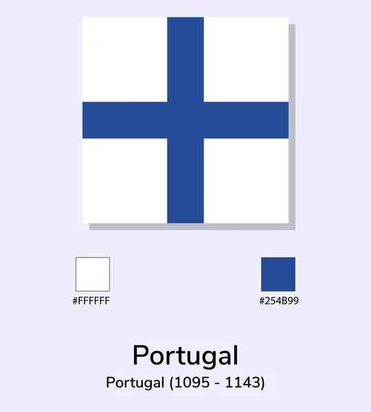 Векторная Иллюстрация Португалии 1095 1143 Флаг Изолирован Светло Голубом Фоне — стоковый вектор