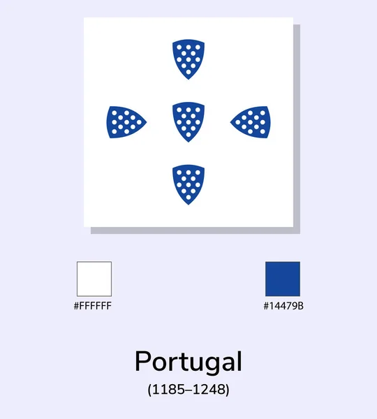 Vector Illustration Portugal 1185 1248 Flagge Isoliert Auf Hellblauem Hintergrund — Stockvektor
