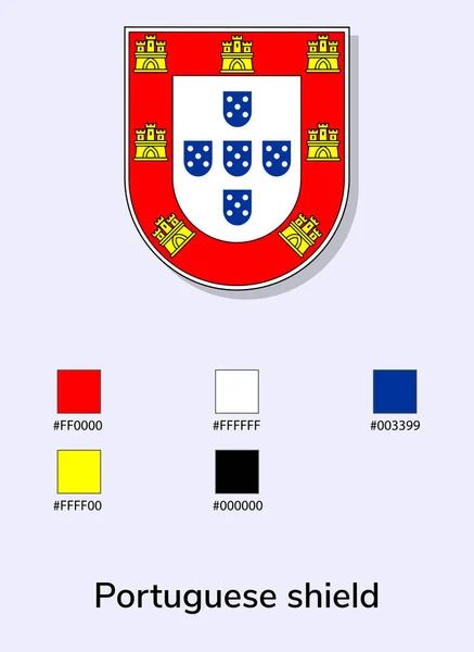 Векторная Иллюстрация Португальского Щита Светло Голубом Фоне Иллюстрация Португальский Флаг — стоковый вектор