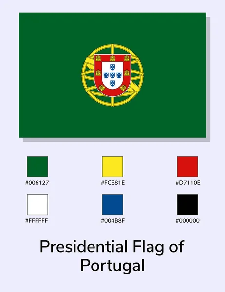 ポルトガル大統領旗のベクトルイラストは水色の背景に隔離されている イラストカラーコード付きポルトガル国旗大統領旗 — ストックベクタ