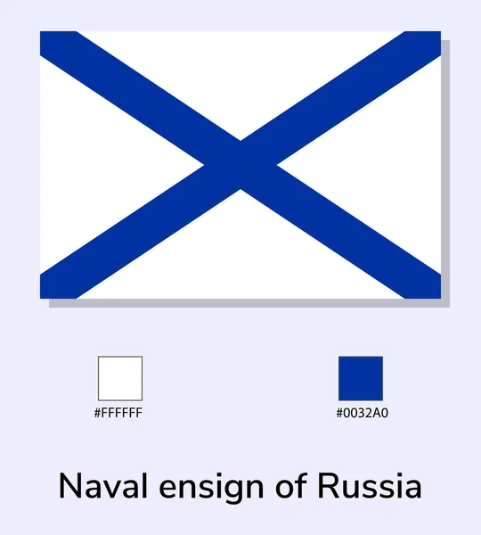 Vector Illustration Naval Ensign Russia Flag Isolated Light Blue Background — Stock Vector