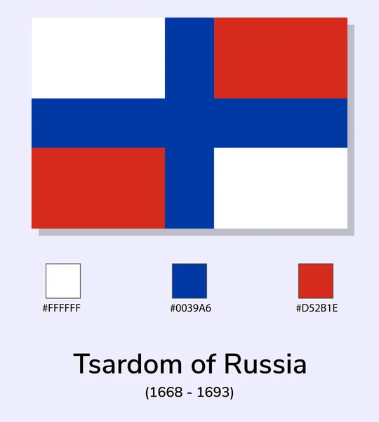 Wektor Ilustracja Carstwa Rosji 1668 1693 Flaga Izolowana Jasnoniebieskim Tle — Wektor stockowy