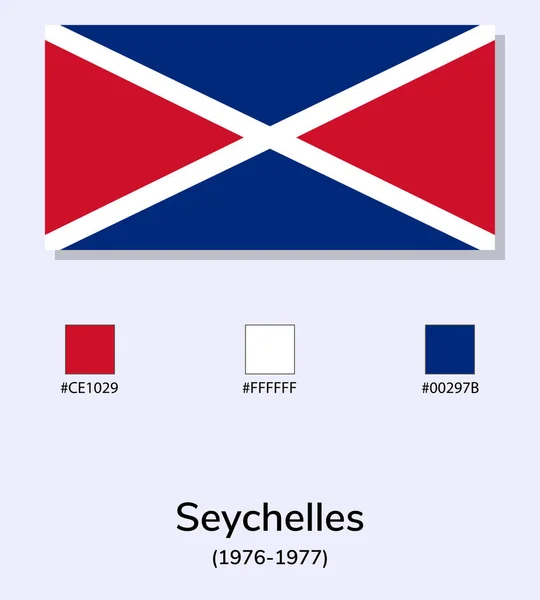Vector Illustration Seychelles 1976 1977 Zászló Izolált Világoskék Háttér Illusztráció — Stock Vector