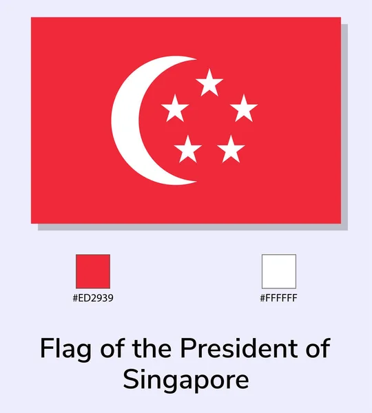 Vektor Illustration Flagga Presidenten Singapore Isolerad Ljusblå Bakgrund Nära Originalet — Stock vektor