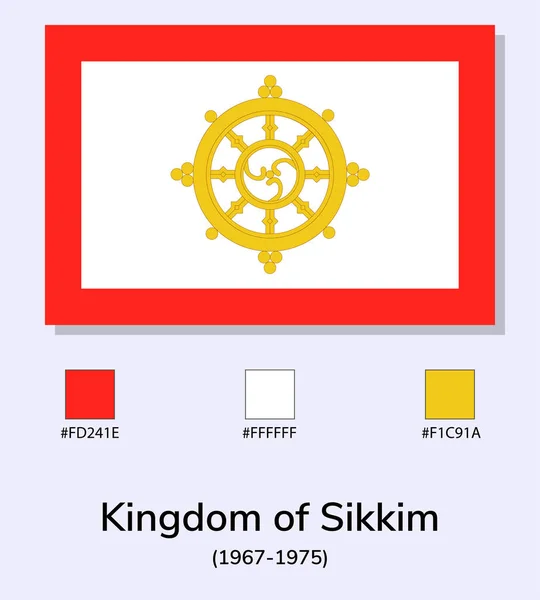 Sikkim Királyság 1967 1975 Zászlajának Vektoros Illusztrációja Világoskék Háttérrel Amilyen — Stock Vector