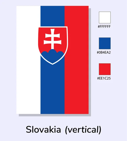 Ilustração Vetorial Bandeira Eslováquia Vertical Isolada Sobre Fundo Azul Claro — Vetor de Stock