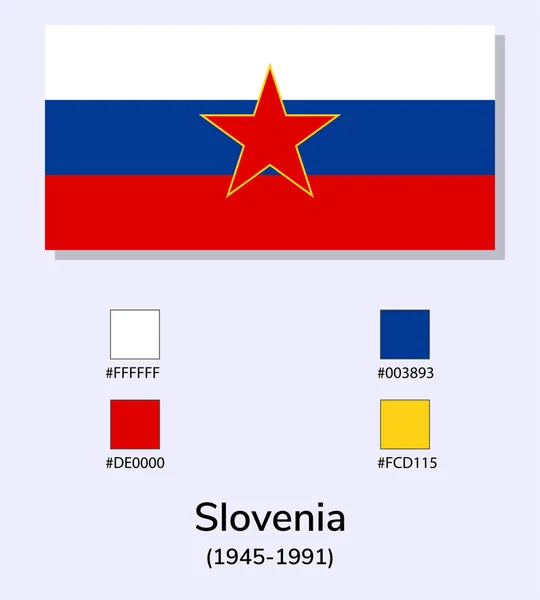 Vector Illustration Slovenia 1945 1991 Bandeira Isolada Sobre Fundo Azul —  Vetores de Stock
