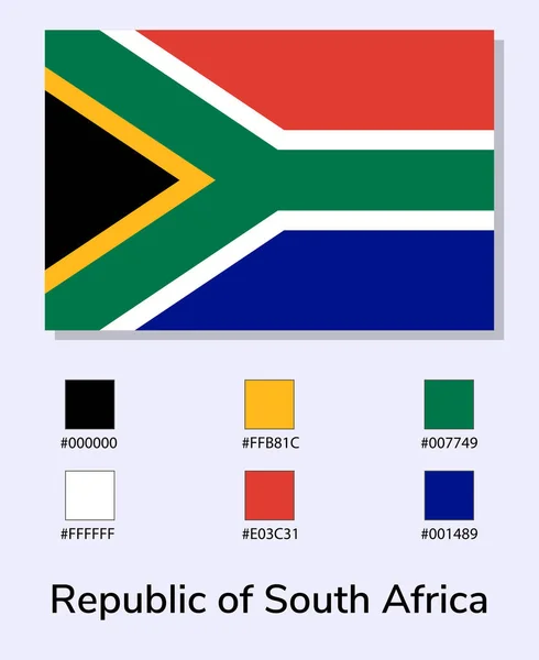 薄い青の背景に孤立した南アフリカの旗のベクトルイラスト イラスト南アフリカはカラーコードでフラグを立てます 元にできるだけ近い 使いやすく簡単に編集できます — ストックベクタ