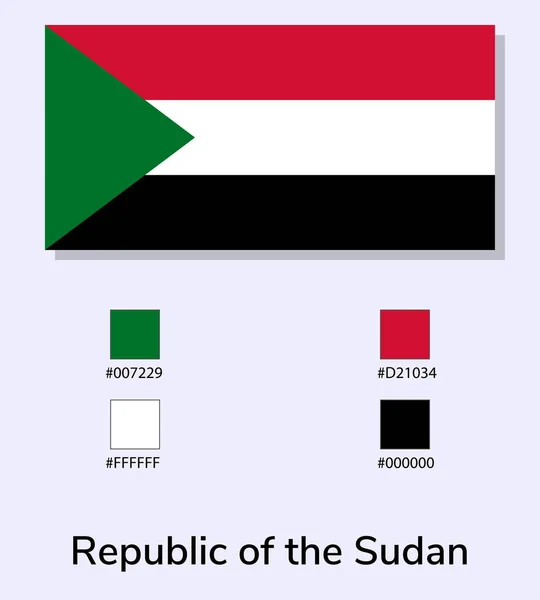 Vector Ilustración Bandera República Sudán Aislada Sobre Fondo Azul Claro — Vector de stock