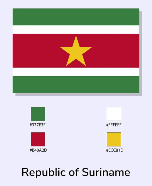 Vector Illusztrációja Köztársaság Suriname Zászló Elszigetelt Világoskék Háttér Illusztráció Köztársaság — Stock Vector