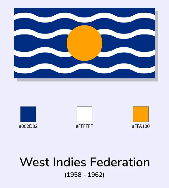 西印度群岛联邦矢量图解 1958 1962年 淡蓝色背景孤立的旗帜 图例西印度群岛联邦旗帜及颜色代码 免版税图库矢量图片