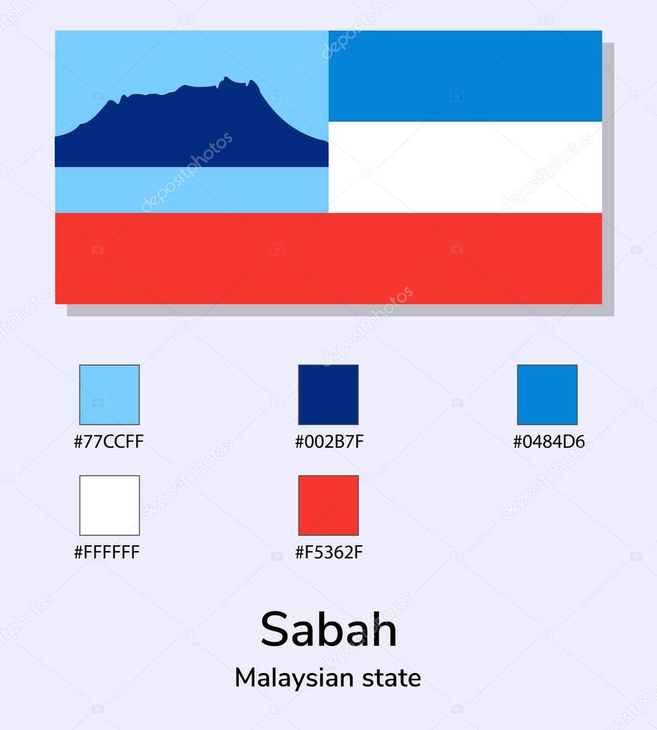 Vector Ilustración De La Bandera De Sabah Aislada Sobre Fondo Azul ...