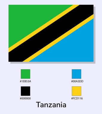 Açık mavi arkaplanda Tanzanya bayrağının vektör illüstrasyonu izole edildi. Renk kodlu Tanzanya bayrağı. Orijinaline olabildiğince yakın. Kullanıma hazır, düzenlemesi kolay.