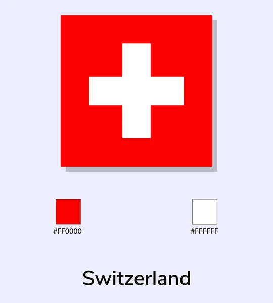 在浅蓝色背景下孤立的瑞士国旗的矢量图解 图例瑞士国旗与颜色代码 尽可能接近原版 准备好使用 容易编辑 — 图库矢量图片