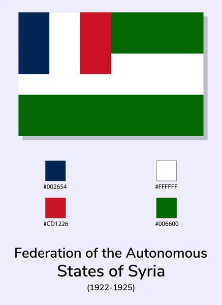 Wektor Ilustracja Federacji Autonomicznych Państw Syrii 1922 1925 Flaga Izolowana — Wektor stockowy