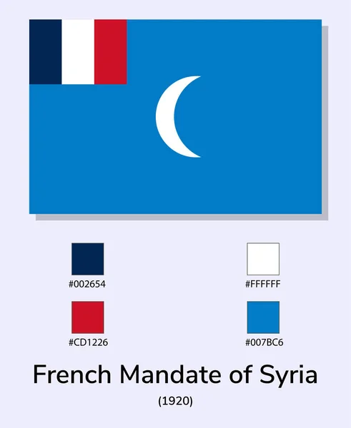 法国对叙利亚的委任统治的矢量图解 1920年 淡蓝色背景孤立的旗帜 尽可能接近原版 准备好使用 容易编辑 — 图库矢量图片