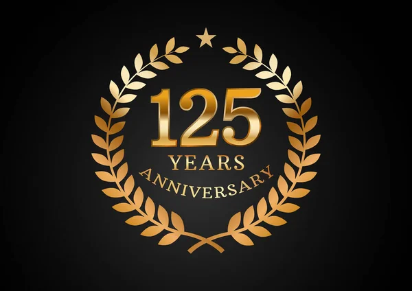 Gráfico Vetorial Fundo Celebração Aniversário 125 Anos Logotipo Aniversário Ouro —  Vetores de Stock