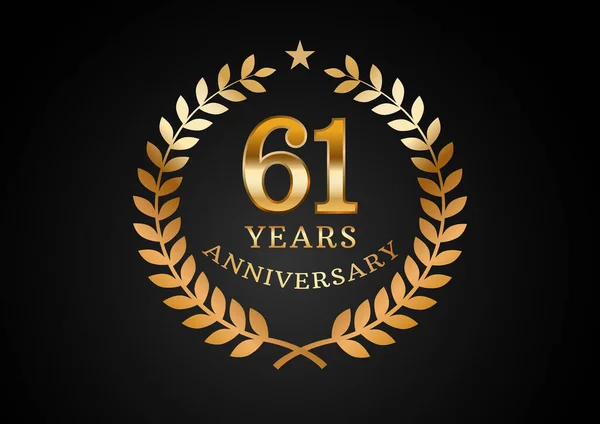 Vector Graphic Anniversary Celebration Background Years Golden Anniversary Logo Laurel — Stock Vector
