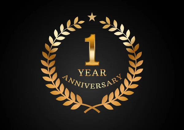 Vector Graphic Anniversary Celebration Background Year Golden Anniversary Logo Laurel — Stock Vector