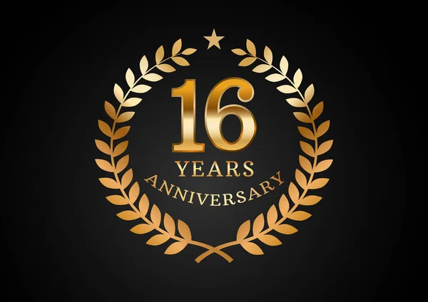 Vector Graphic Anniversary Celebration Background Years Golden Anniversary Logo Laurel — Stock Vector
