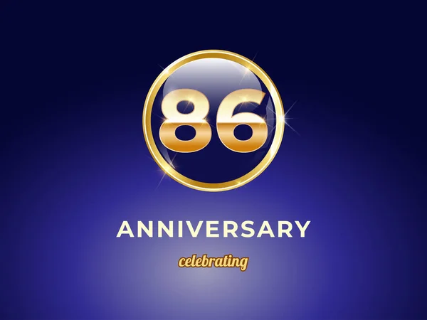 Gráfico Vectorial Años Logotipo Aniversario Dorado Con Botón Brillante Azul — Vector de stock