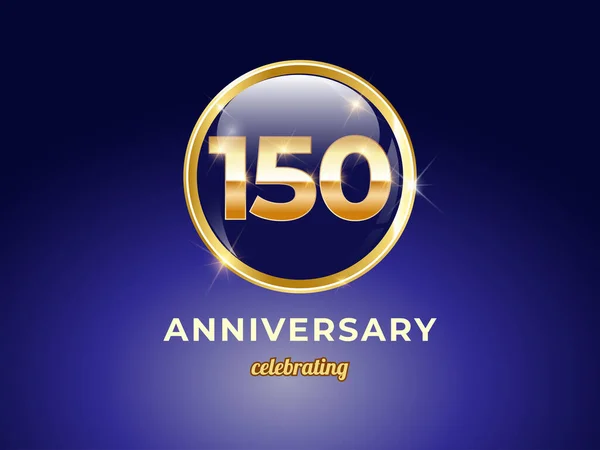 Vector Graphic 150 Years Golden Anniversary Logo Blue Glossy Button Royalty Free Stock Vectors