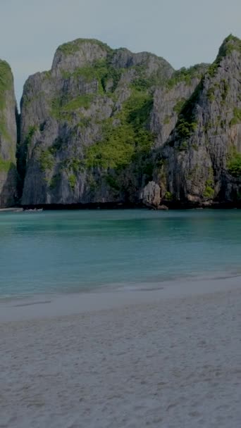 Пхи Пхи Таиланд Пустая Майя Empty Maya Beach Ранним Утром — стоковое видео