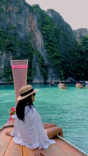 Laguna Pileh Con Océano Verde Esmeralda Koh Phi Phi Tailandia — Vídeos de Stock